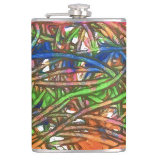 Pink, Blue, Green, Orange, Marble Artwork Hip Flask