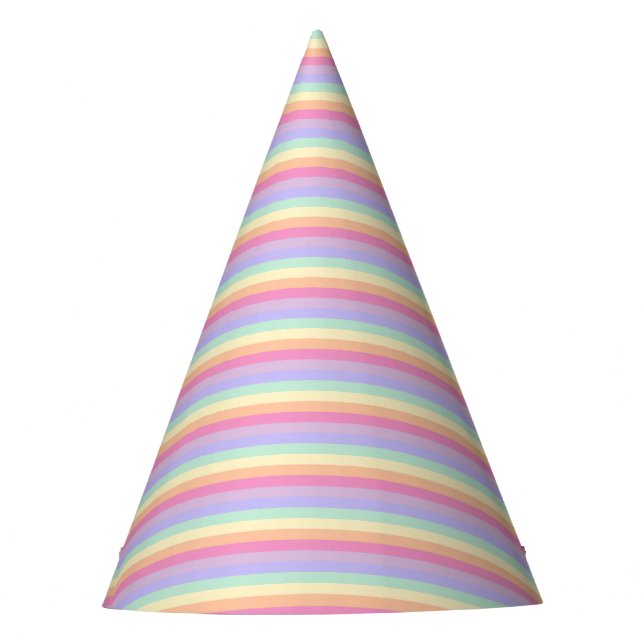 Pink Blue Green Purple Yellow Colourful Template Party Hat (Front)