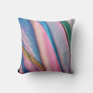 Pink blue green textile cushion