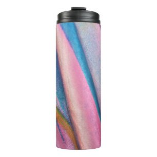 Pink blue green textile thermal tumbler