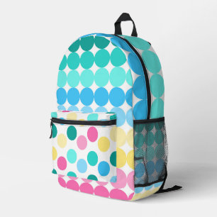 PINK BLUE GREEN YELLOW AQUA POLKA DOTS PRINTED BACKPACK