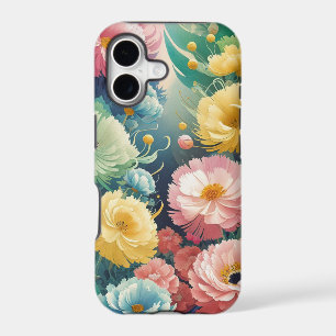 Pink Blue Green Yellow Orange Flower Art Pattern