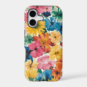 Pink Blue Green Yellow Orange Flower Art Pattern