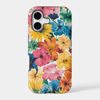 Pink Blue Green Yellow Orange Flower Art Pattern