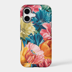 Pink Blue Green Yellow Orange Flower Art Pattern