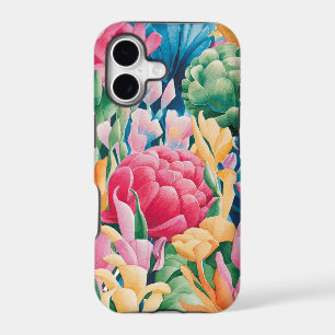 Pink Blue Green Yellow Orange Flower Art Pattern