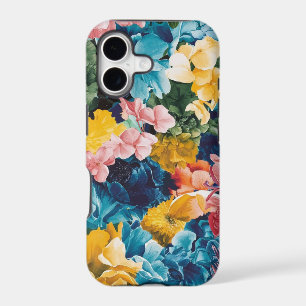 Pink Blue Green Yellow Orange Flower Art Pattern