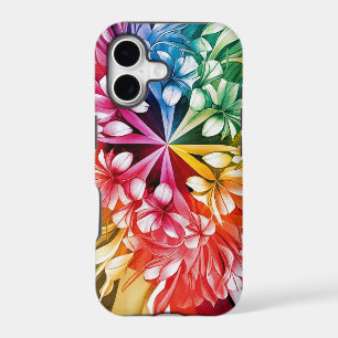 Pink Blue Green Yellow Orange Flower Art Pattern