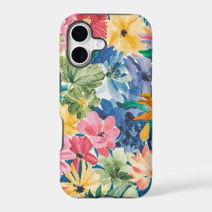 Pink Blue Green Yellow Orange Flower Art Pattern