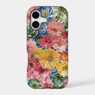 Pink Blue Green Yellow Orange Flower Art Pattern