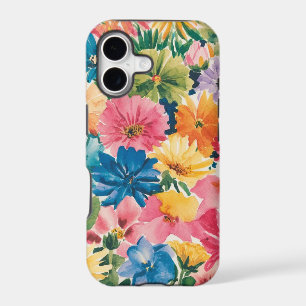 Pink Blue Green Yellow Orange Flower Art Pattern
