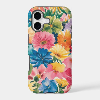 Pink Blue Green Yellow Orange Flower Art Pattern