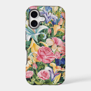 Pink Blue Green Yellow Orange Flower Art Pattern