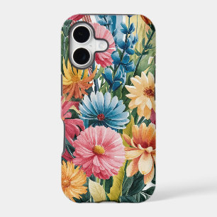 Pink Blue Green Yellow Orange Flower Art Pattern