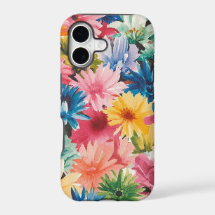 Pink Blue Green Yellow Orange Flower Art Pattern