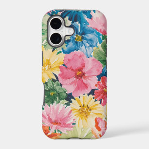 Pink Blue Green Yellow Orange Flower Art Pattern