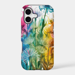Pink Blue Green Yellow Orange Flower Art Pattern