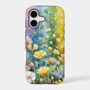 Pink Blue Green Yellow Orange Flower Art Pattern