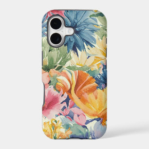 Pink Blue Green Yellow Orange Flower Art Pattern