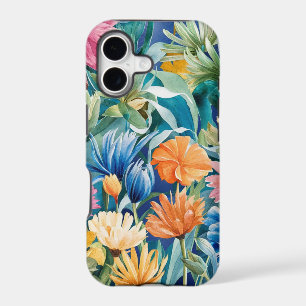 Pink Blue Green Yellow Orange Flower Art Pattern