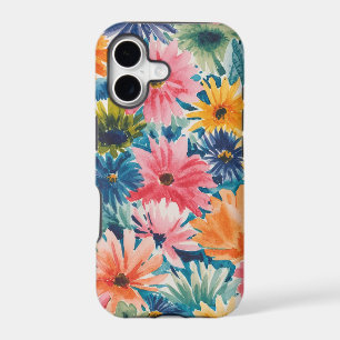 Pink Blue Green Yellow Orange Flower Art Pattern