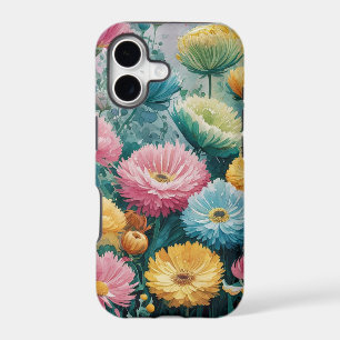 Pink Blue Green Yellow Orange Flower Art Pattern