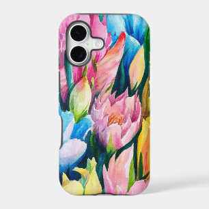 Pink Blue Green Yellow Orange Flower Art Pattern