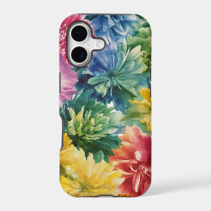 Pink Blue Green Yellow Orange Flower Art Pattern