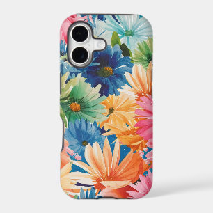 Pink Blue Green Yellow Orange Flower Art Pattern