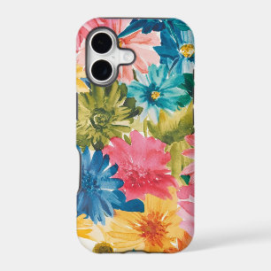Pink Blue Green Yellow Orange Flower Art Pattern