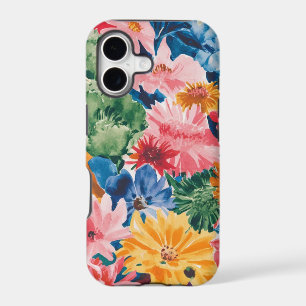 Pink Blue Green Yellow Orange Flower Art Pattern