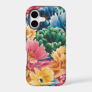 Pink Blue Green Yellow Orange Flower Art Pattern