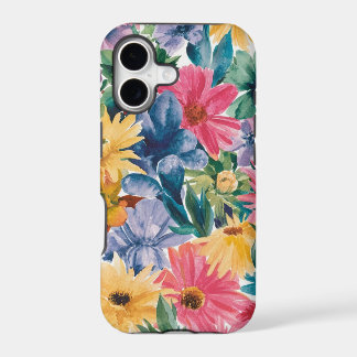 Pink Blue Green Yellow Orange Flower Art Pattern