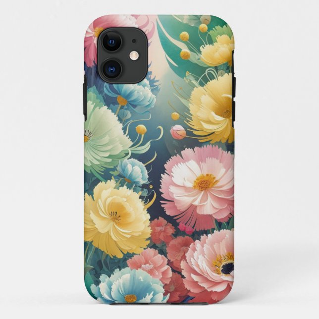 Pink Blue Green Yellow Orange Flower Art Pattern Case-Mate iPhone Case (Back)