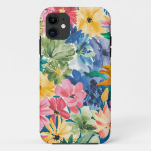 Pink Blue Green Yellow Orange Flower Art Pattern iPhone 11 Case