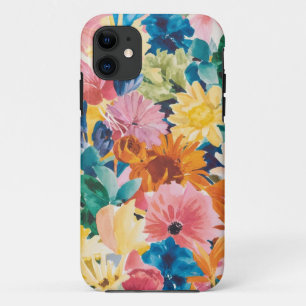 Pink Blue Green Yellow Orange Flower Art Pattern iPhone 11 Case