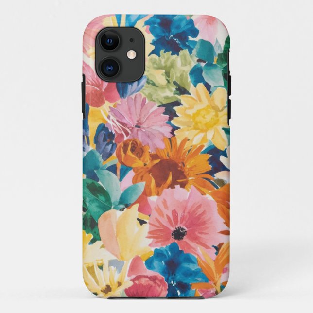 Pink Blue Green Yellow Orange Flower Art Pattern Case-Mate iPhone Case (Back)