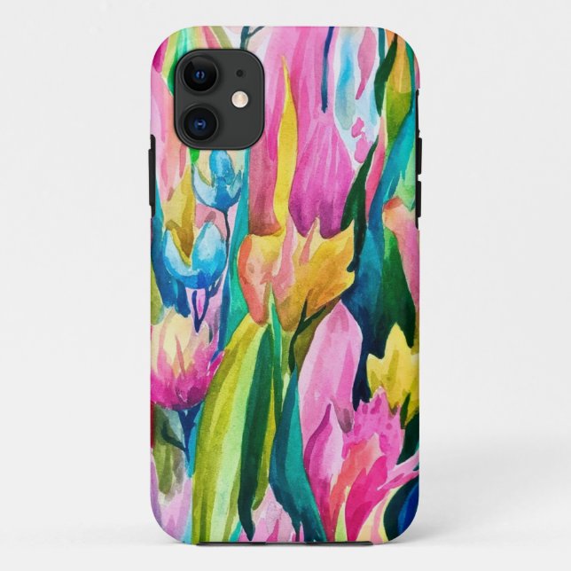 Pink Blue Green Yellow Orange Flower Art Pattern Case-Mate iPhone Case (Back)