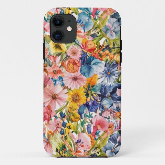 Pink Blue Green Yellow Orange Flower Art Pattern Case-Mate iPhone Case (Back)