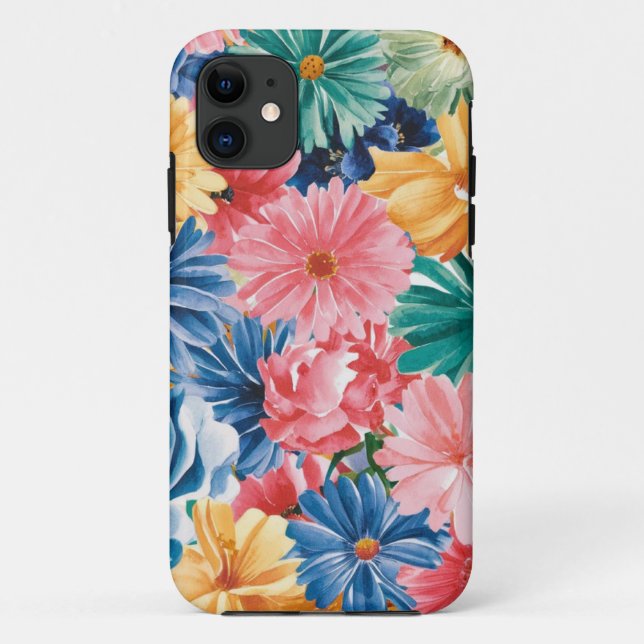 Pink Blue Green Yellow Orange Flower Art Pattern Case-Mate iPhone Case (Back)