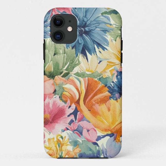 Pink Blue Green Yellow Orange Flower Art Pattern Case-Mate iPhone Case (Back)