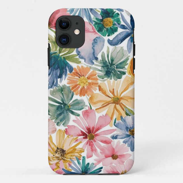 Pink Blue Green Yellow Orange Flower Art Pattern Case-Mate iPhone Case (Back)