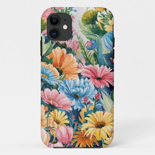 Pink Blue Green Yellow Orange Flower Art Pattern Case-Mate iPhone Case (Back)