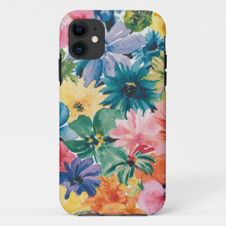 Pink Blue Green Yellow Orange Flower Art Pattern iPhone 11 Case