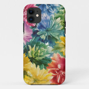 Pink Blue Green Yellow Orange Flower Art Pattern iPhone 11 Case