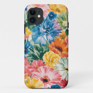 Pink Blue Green Yellow Orange Flower Art Pattern iPhone 11 Case