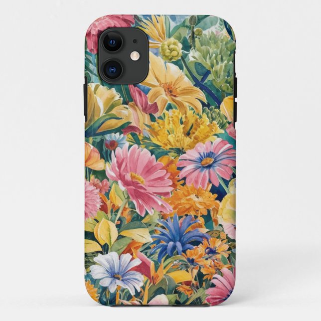 Pink Blue Green Yellow Orange Flower Art Pattern Case-Mate iPhone Case (Back)