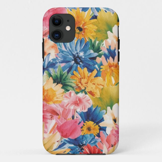 Pink Blue Green Yellow Orange Flower Art Pattern Case-Mate iPhone Case (Back)