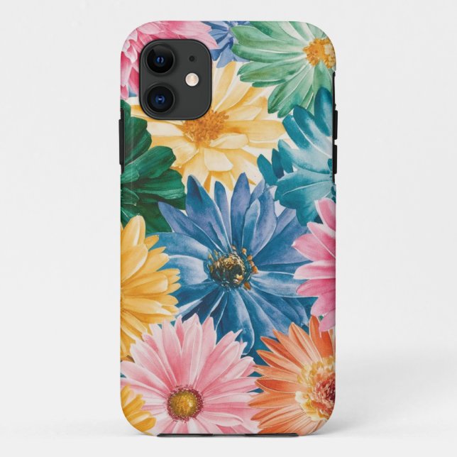 Pink Blue Green Yellow Orange Flower Art Pattern Case-Mate iPhone Case (Back)