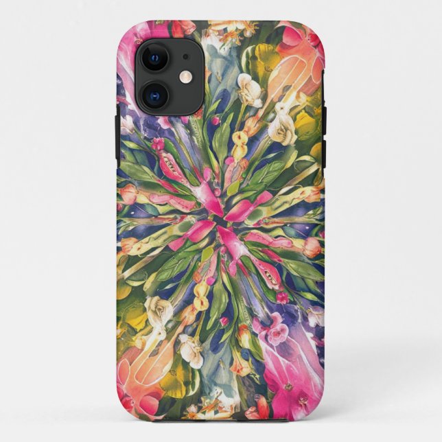 Pink Blue Green Yellow Orange Flower Art Pattern Case-Mate iPhone Case (Back)